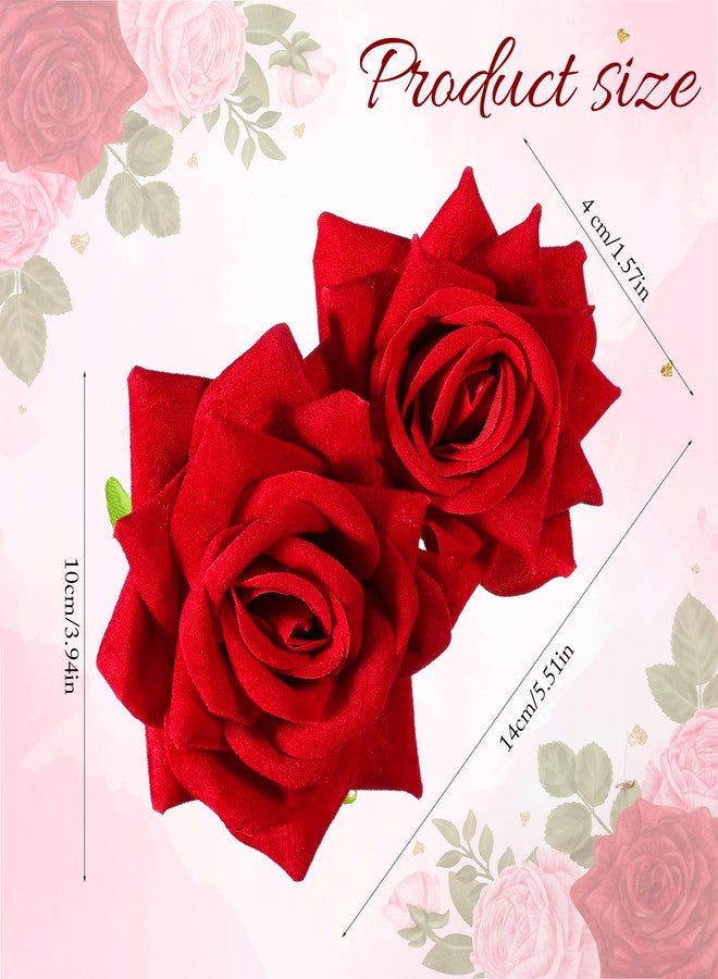YBEATY مشبك شعر على شكل زهرة وردة ثلاثية الأبعاد من YBEATY، مشط ورود حمراء، إكسسوارات شعر، دبابيس شعر مزينة بالزهور، مستلزمات تزيين الشعر، زي بوهيمي، دبوس شعر، ديكور للفتيات والنساء، حفلة هالوين، زفاف، عروس، راقصة - Image 2